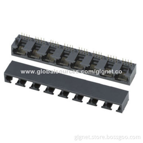 RJ45 Modular Jacks, 1*8 port 8P8C/8P4C, side entry, w/o shielding, low-height